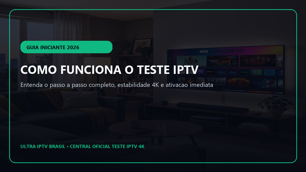 Guia completo para iniciantes explicando como funciona o Teste IPTV em 4K