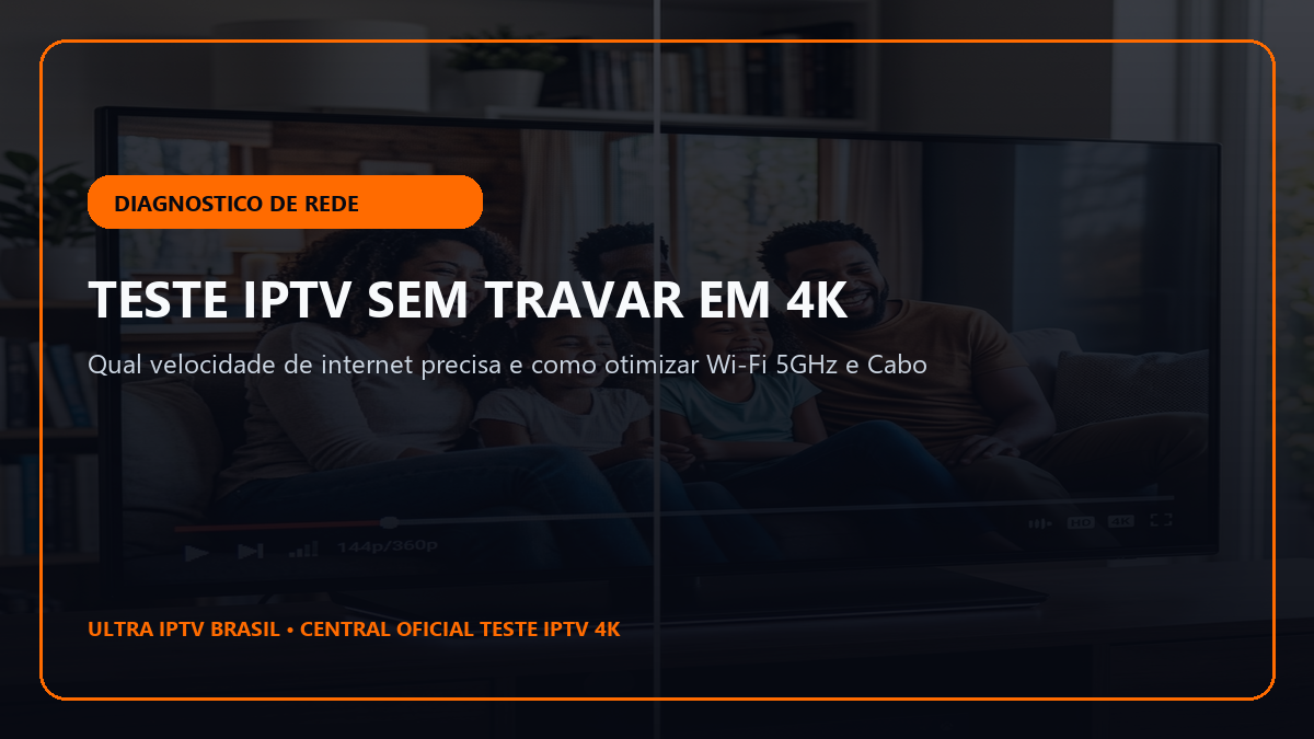 Diagnóstico técnico de rede e velocidade de internet para rodar Teste IPTV sem travar em 4K
